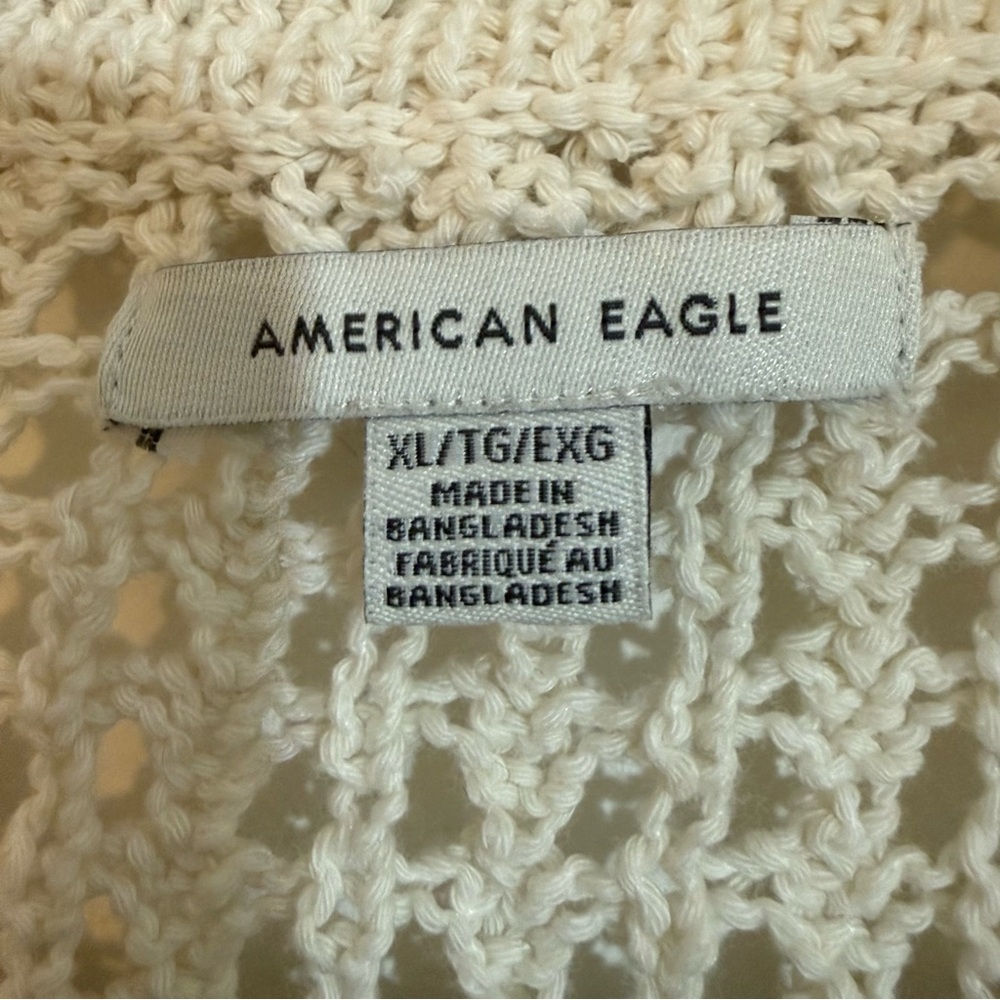 American Eagle Cream Open Knit Collared Sweater — Size XL - Picture 9 of 10